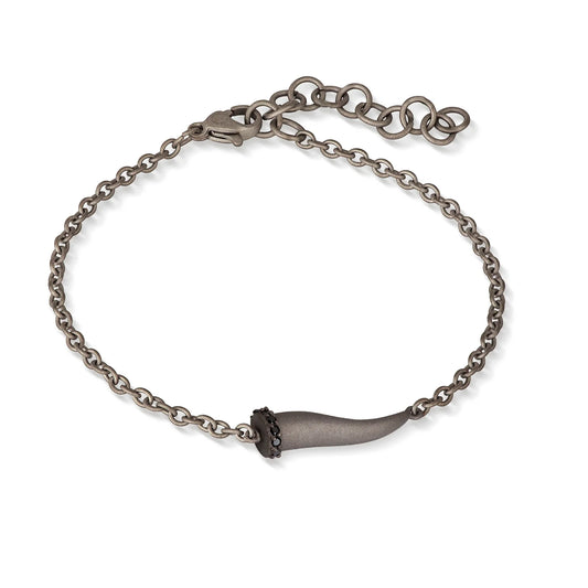 Mano|J BRACCIALE CHARMS CON CORNETTO IN TITANIO, 5 BLACK E CATENA CHBRT5BBRK