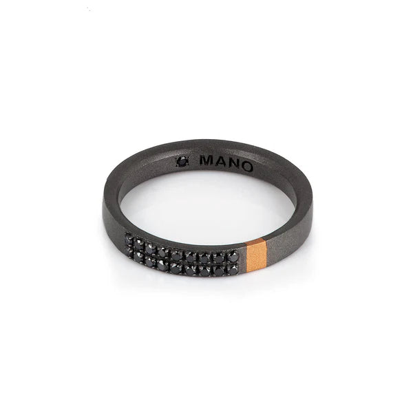 Mano|J ANELLO UOMO IN TITANIO, ORO ROSSO 18 KT E 18 DIAMANTI BLACK PAVANTRGBFE2L_21