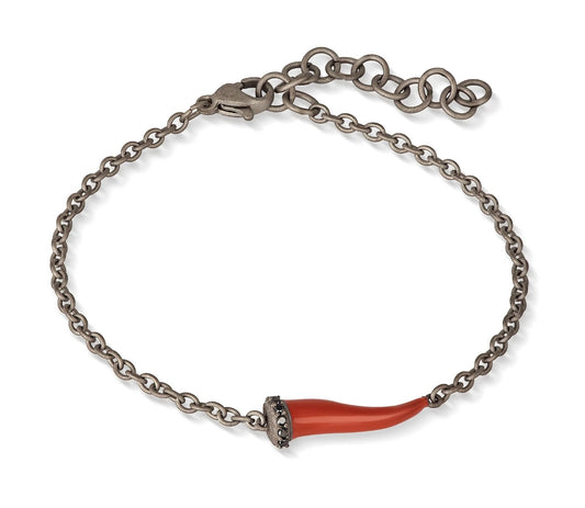 MANO|J. BRACCIALE - BRACCIALE CHARMS CON CORNETTO TUTTO TITANIO - CHBRT5BBRKSM